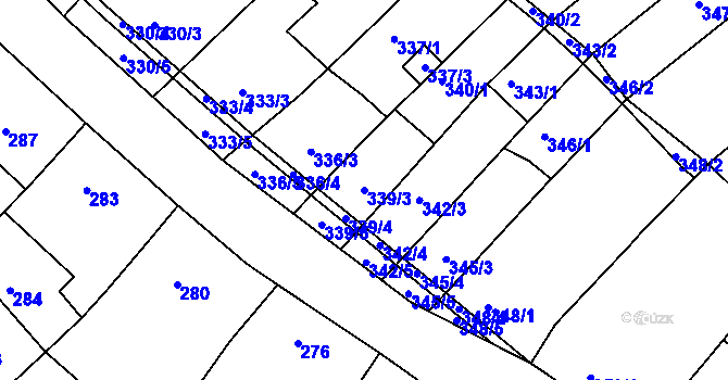 Parcela st. 339/3 v KÚ Radslavice u Vyškova, Katastrální mapa