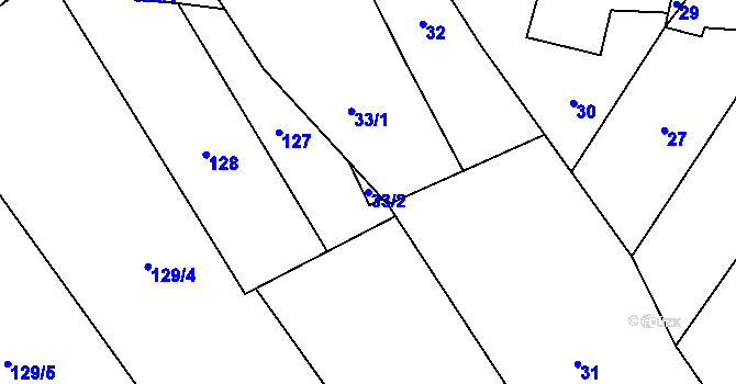 Parcela st. 33/2 v KÚ Radslavičky, Katastrální mapa