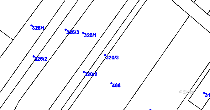 Parcela st. 320/3 v KÚ Radslavice u Přerova, Katastrální mapa