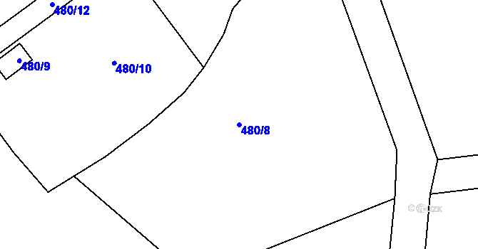 Parcela st. 480/8 v KÚ Radslavice u Přerova, Katastrální mapa