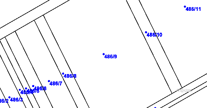 Parcela st. 486/9 v KÚ Radslavice u Přerova, Katastrální mapa