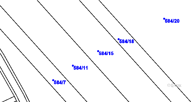 Parcela st. 584/15 v KÚ Radslavice u Přerova, Katastrální mapa