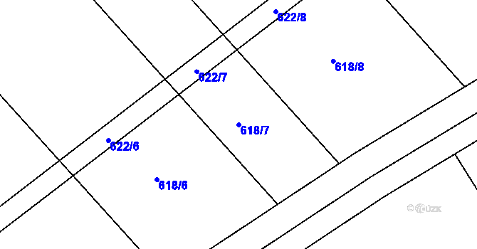 Parcela st. 618/7 v KÚ Radslavice u Přerova, Katastrální mapa