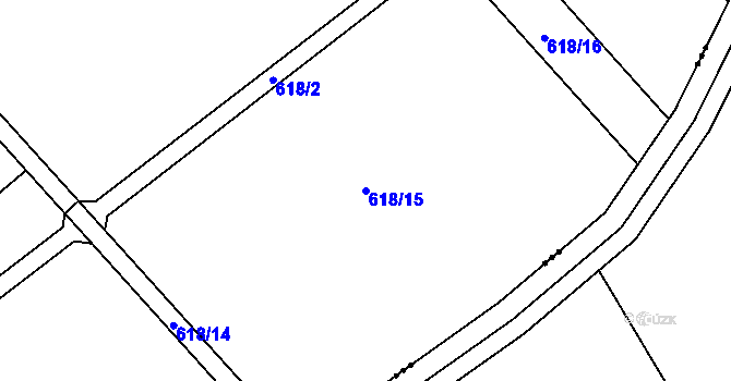 Parcela st. 618/15 v KÚ Radslavice u Přerova, Katastrální mapa