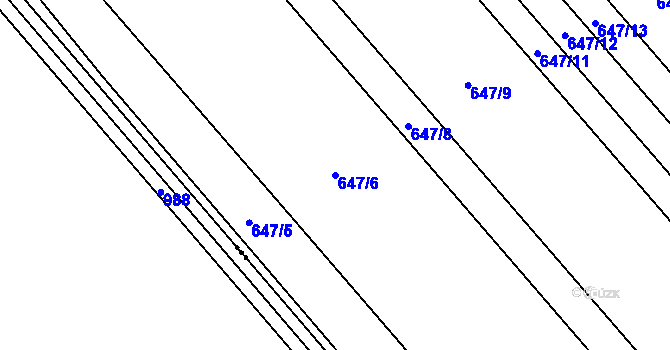 Parcela st. 647/6 v KÚ Radslavice u Přerova, Katastrální mapa
