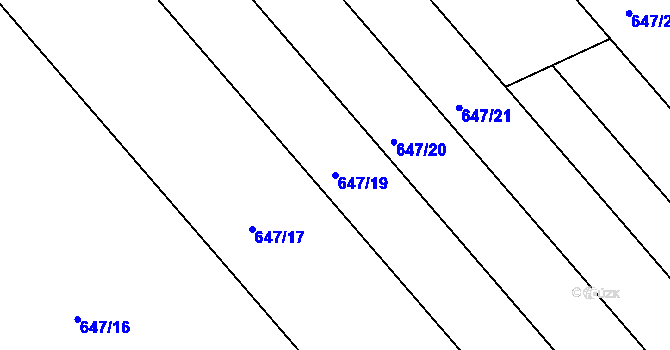 Parcela st. 647/19 v KÚ Radslavice u Přerova, Katastrální mapa