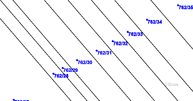 Parcela st. 762/31 v KÚ Radslavice u Přerova, Katastrální mapa