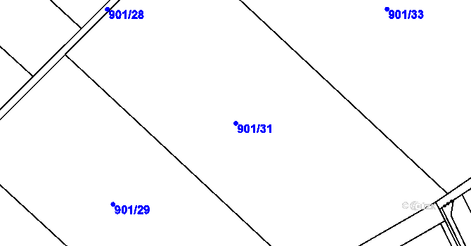 Parcela st. 901/31 v KÚ Radslavice u Přerova, Katastrální mapa