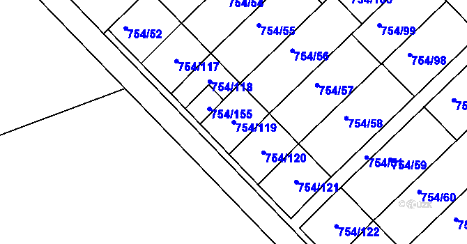 Parcela st. 754/119 v KÚ Radslavice u Přerova, Katastrální mapa