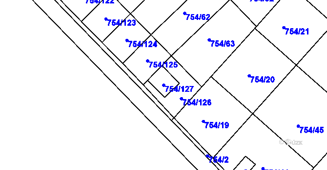Parcela st. 754/127 v KÚ Radslavice u Přerova, Katastrální mapa