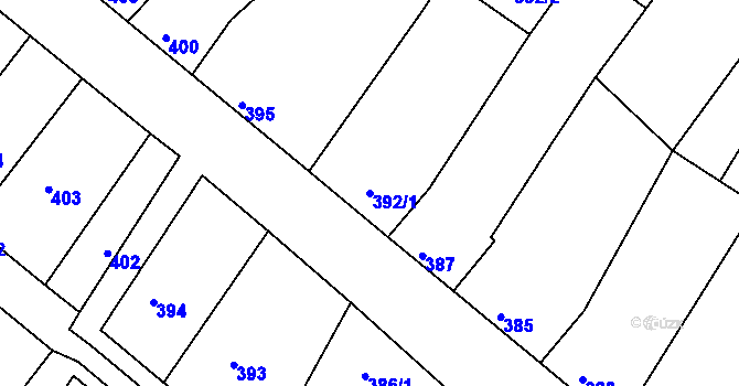 Parcela st. 392/1 v KÚ Radslavice u Přerova, Katastrální mapa