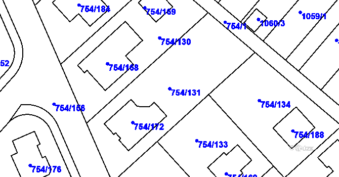 Parcela st. 754/131 v KÚ Radslavice u Přerova, Katastrální mapa