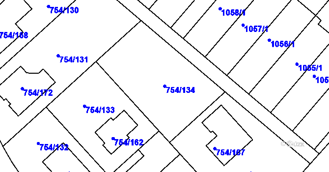 Parcela st. 754/134 v KÚ Radslavice u Přerova, Katastrální mapa
