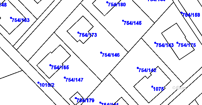 Parcela st. 754/146 v KÚ Radslavice u Přerova, Katastrální mapa