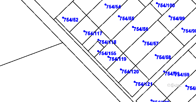 Parcela st. 754/155 v KÚ Radslavice u Přerova, Katastrální mapa