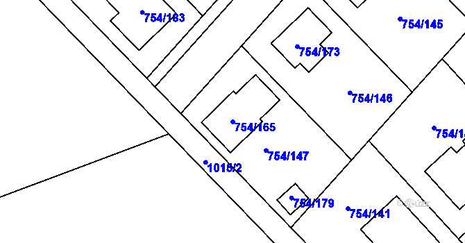 Parcela st. 754/165 v KÚ Radslavice u Přerova, Katastrální mapa