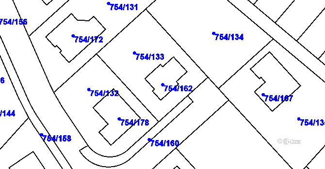 Parcela st. 754/162 v KÚ Radslavice u Přerova, Katastrální mapa
