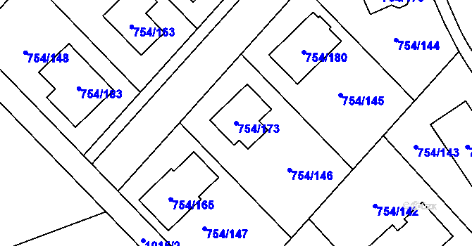 Parcela st. 754/173 v KÚ Radslavice u Přerova, Katastrální mapa