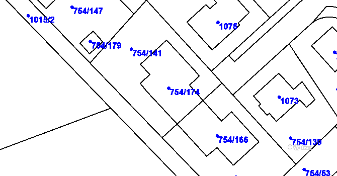 Parcela st. 754/174 v KÚ Radslavice u Přerova, Katastrální mapa