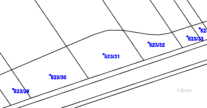 Parcela st. 523/31 v KÚ Radslavice u Přerova, Katastrální mapa