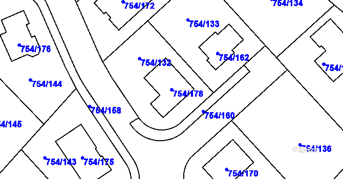 Parcela st. 754/178 v KÚ Radslavice u Přerova, Katastrální mapa