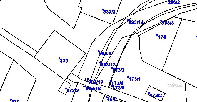 Parcela st. 983/9 v KÚ Radslavice u Přerova, Katastrální mapa