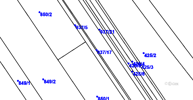 Parcela st. 937/17 v KÚ Radslavice u Přerova, Katastrální mapa