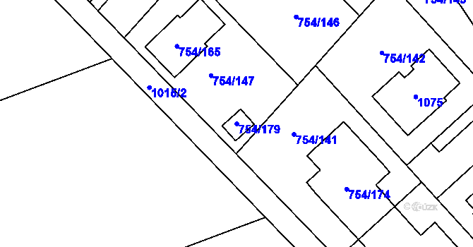 Parcela st. 754/179 v KÚ Radslavice u Přerova, Katastrální mapa