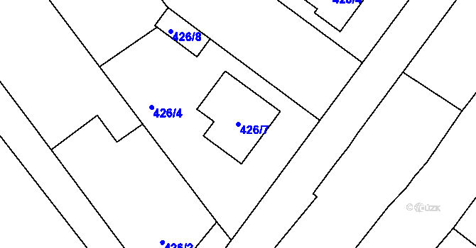 Parcela st. 426/7 v KÚ Radslavice u Přerova, Katastrální mapa