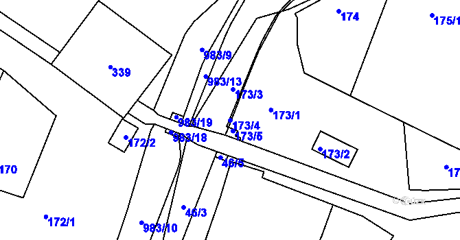 Parcela st. 173/4 v KÚ Radslavice u Přerova, Katastrální mapa