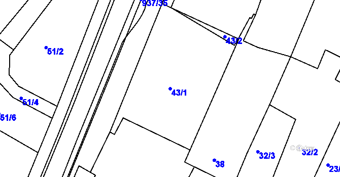 Parcela st. 43/1 v KÚ Radslavice u Přerova, Katastrální mapa