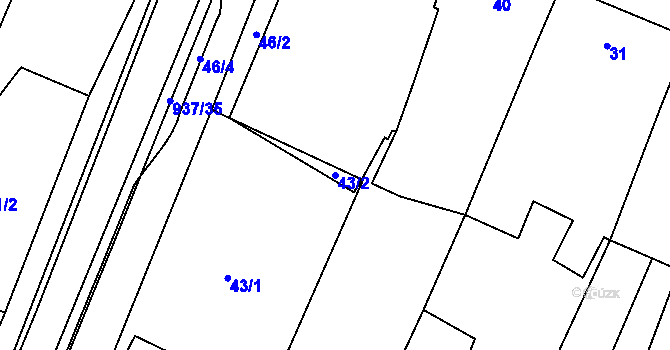Parcela st. 43/2 v KÚ Radslavice u Přerova, Katastrální mapa