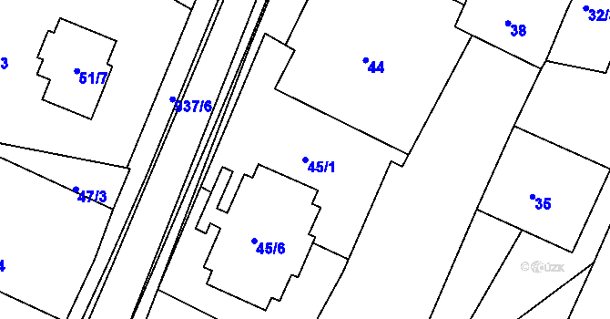 Parcela st. 45/1 v KÚ Radslavice u Přerova, Katastrální mapa