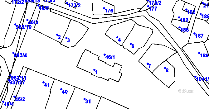 Parcela st. 46/1 v KÚ Radslavice u Přerova, Katastrální mapa