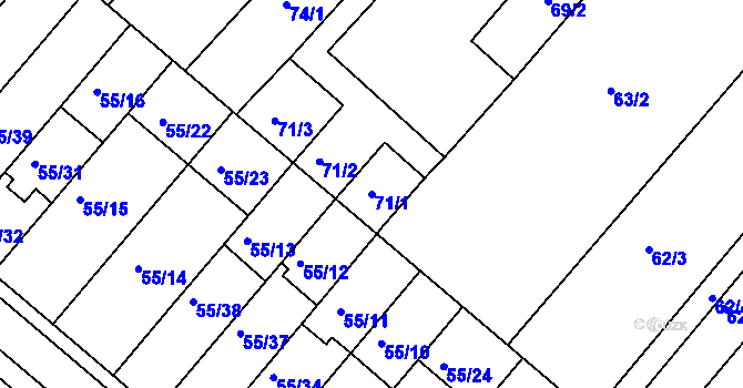 Parcela st. 71/1 v KÚ Radslavice u Přerova, Katastrální mapa