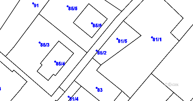 Parcela st. 85/2 v KÚ Radslavice u Přerova, Katastrální mapa