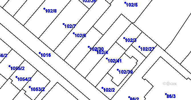 Parcela st. 102/4 v KÚ Radslavice u Přerova, Katastrální mapa