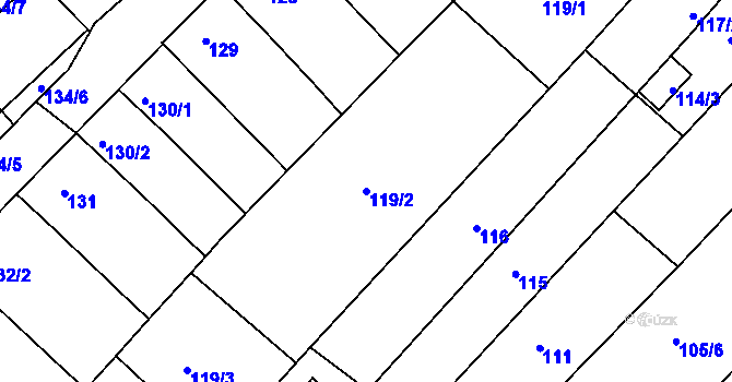 Parcela st. 119/2 v KÚ Radslavice u Přerova, Katastrální mapa