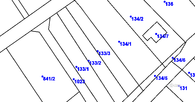 Parcela st. 133/3 v KÚ Radslavice u Přerova, Katastrální mapa