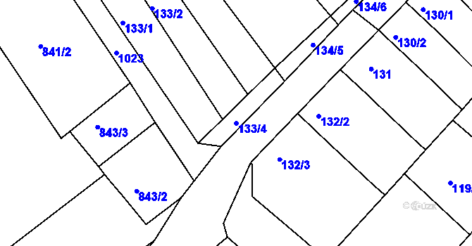 Parcela st. 133/4 v KÚ Radslavice u Přerova, Katastrální mapa