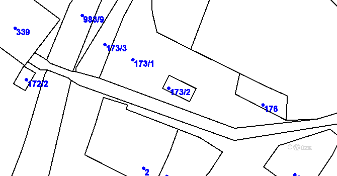 Parcela st. 173/2 v KÚ Radslavice u Přerova, Katastrální mapa
