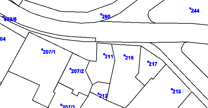 Parcela st. 211 v KÚ Radslavice u Přerova, Katastrální mapa