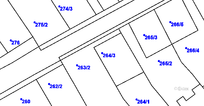 Parcela st. 264/3 v KÚ Radslavice u Přerova, Katastrální mapa