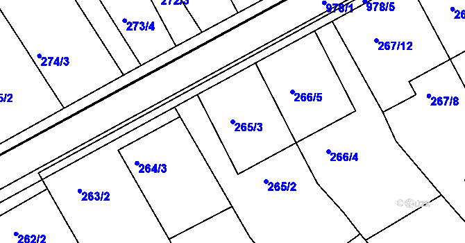 Parcela st. 265/3 v KÚ Radslavice u Přerova, Katastrální mapa