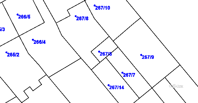 Parcela st. 267/5 v KÚ Radslavice u Přerova, Katastrální mapa