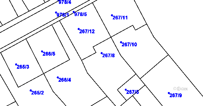 Parcela st. 267/8 v KÚ Radslavice u Přerova, Katastrální mapa