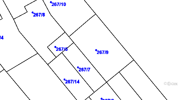 Parcela st. 267/9 v KÚ Radslavice u Přerova, Katastrální mapa