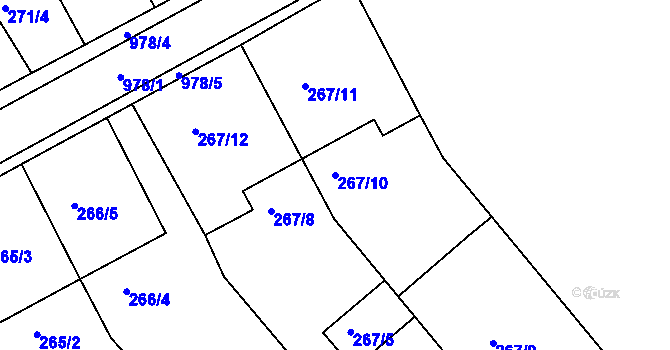 Parcela st. 267/10 v KÚ Radslavice u Přerova, Katastrální mapa