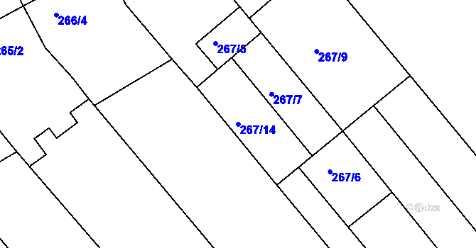 Parcela st. 267/14 v KÚ Radslavice u Přerova, Katastrální mapa