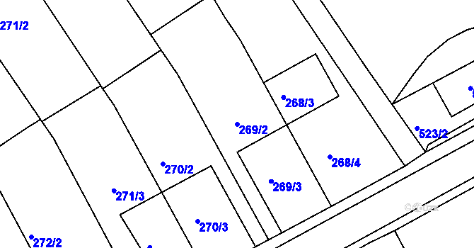 Parcela st. 269/2 v KÚ Radslavice u Přerova, Katastrální mapa